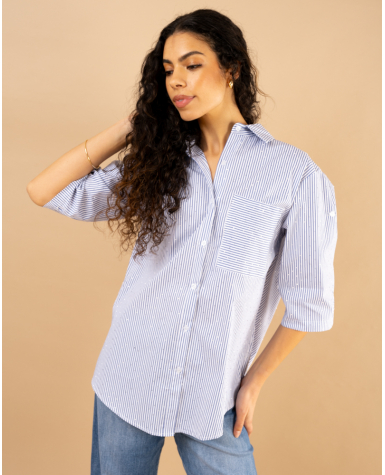 Chemise rayée strass Chemise rayée strass