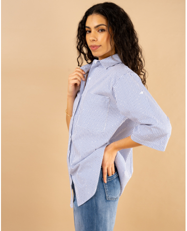 Chemise rayée strass Chemise rayée strass