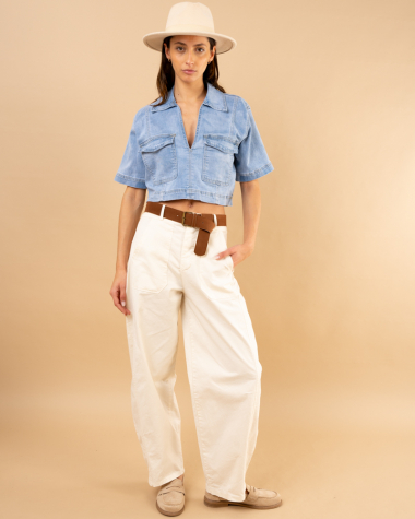 Chemise crop poches