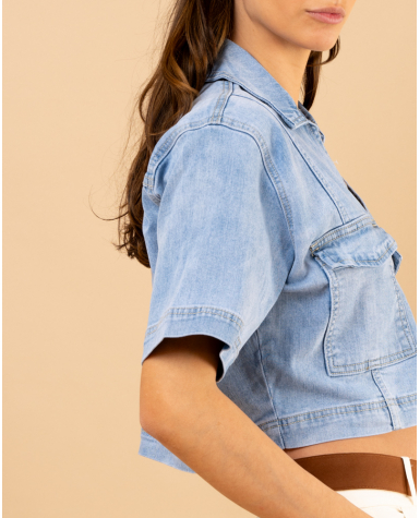 Chemise crop poches