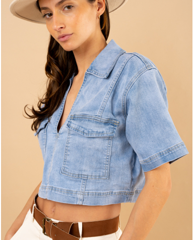 Chemise crop poches