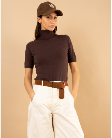 Pull col roulé manches courtes