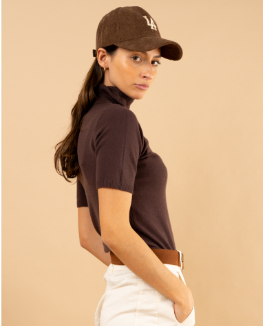 Pull col roulé manches courtes