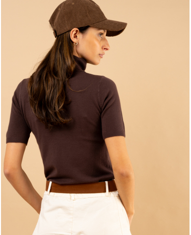 Pull col roulé manches courtes