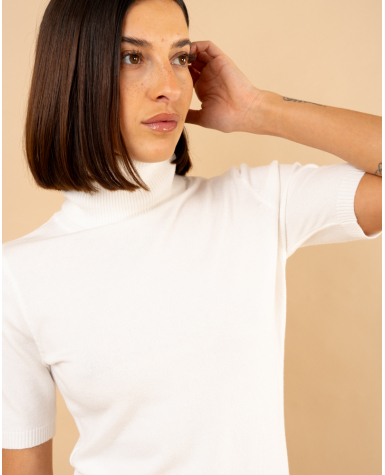 Pull col roulé manches courtes