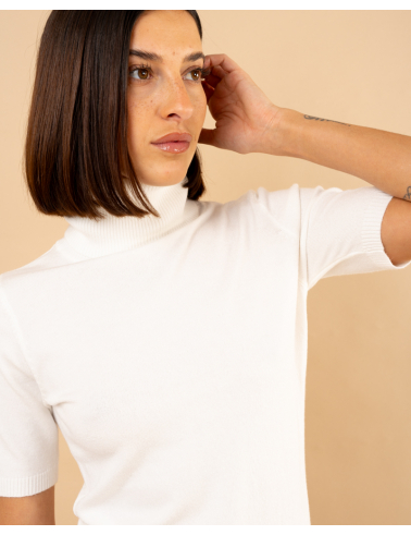 Pull col roulé manches courtes