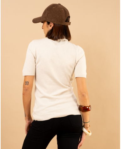 Pull col roulé manches courtes