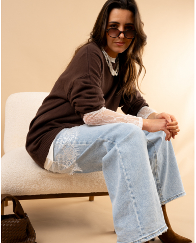 T-Shirt bi matière dentelle