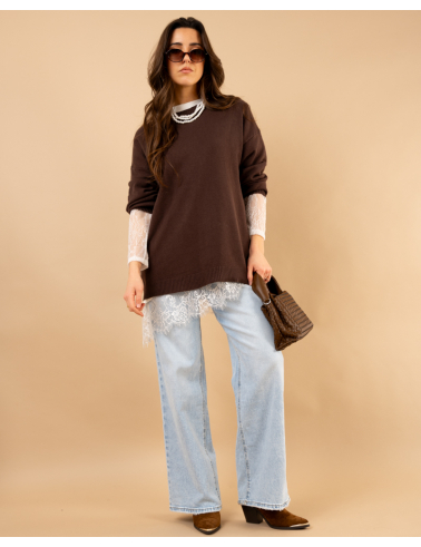 T-Shirt bi matière dentelle