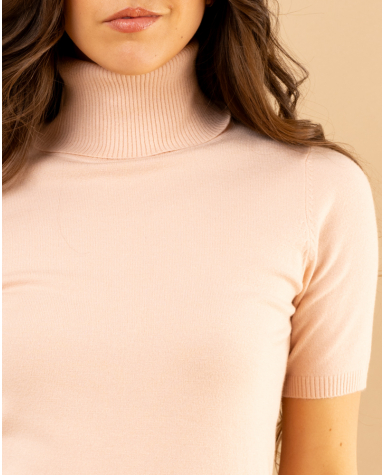 Pull col roulé manches courtes
