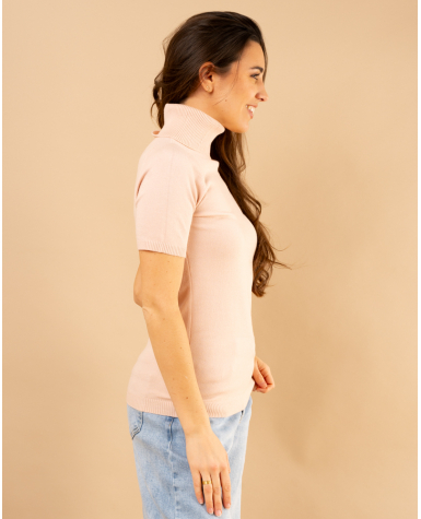 Pull col roulé manches courtes