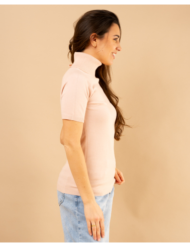 Pull col roulé manches courtes
