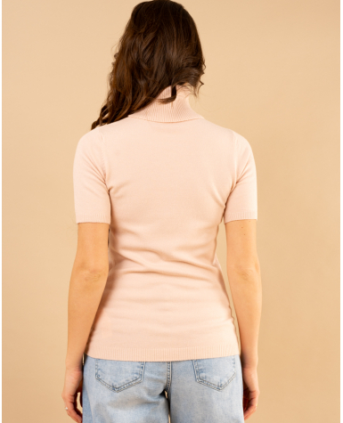 Pull col roulé manches courtes