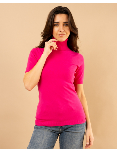 Pull col roulé manches courtes