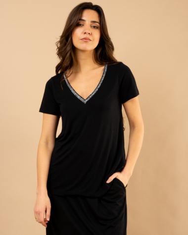 T-shirt col en v lurex