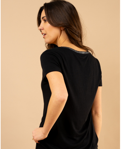 T-shirt col en v lurex
