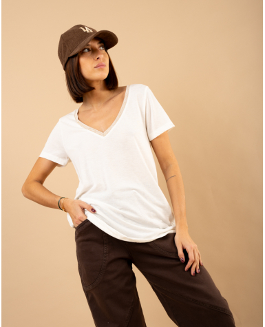 T-shirt col en v lurex T-shirt col en v lurex
