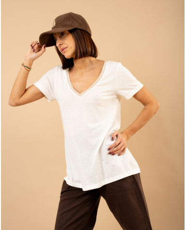 T-shirt col en v lurex T-shirt col en v lurex