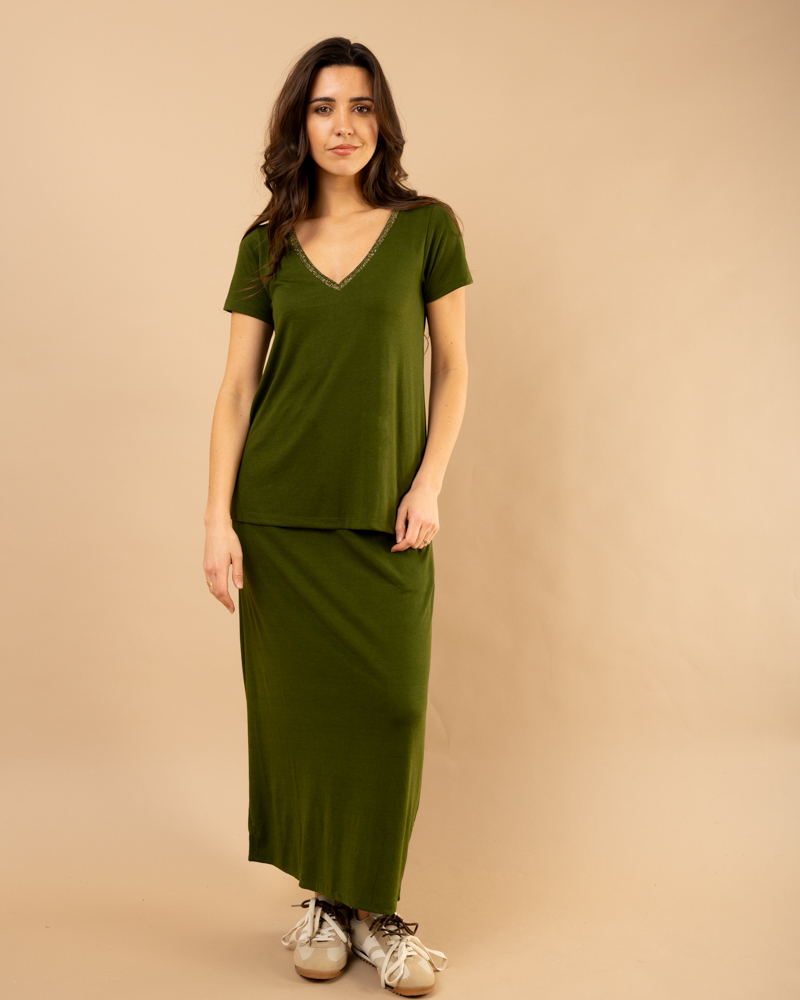 T-shirt col en v lurex