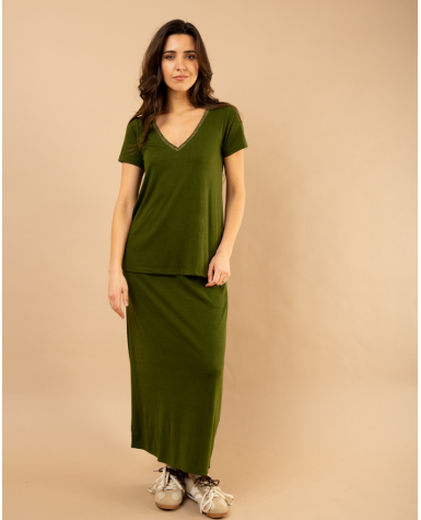 T-shirt col en v lurex