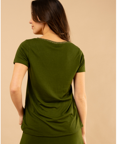 T-shirt col en v lurex