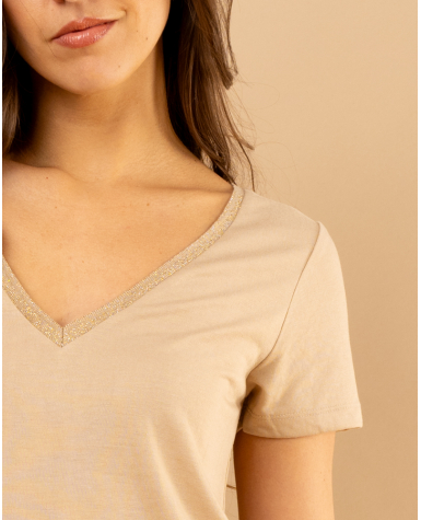 T-shirt col en v lurex