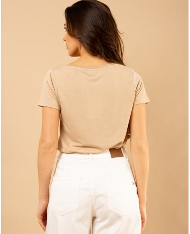 T-shirt col en v lurex