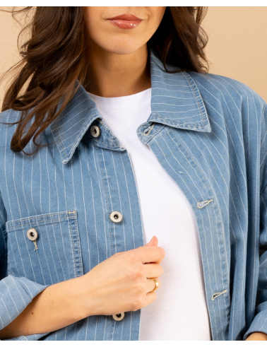 Veste jean rayée