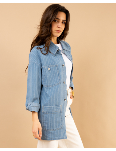 Veste jean rayée