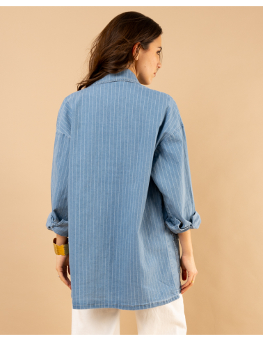 Veste jean rayée