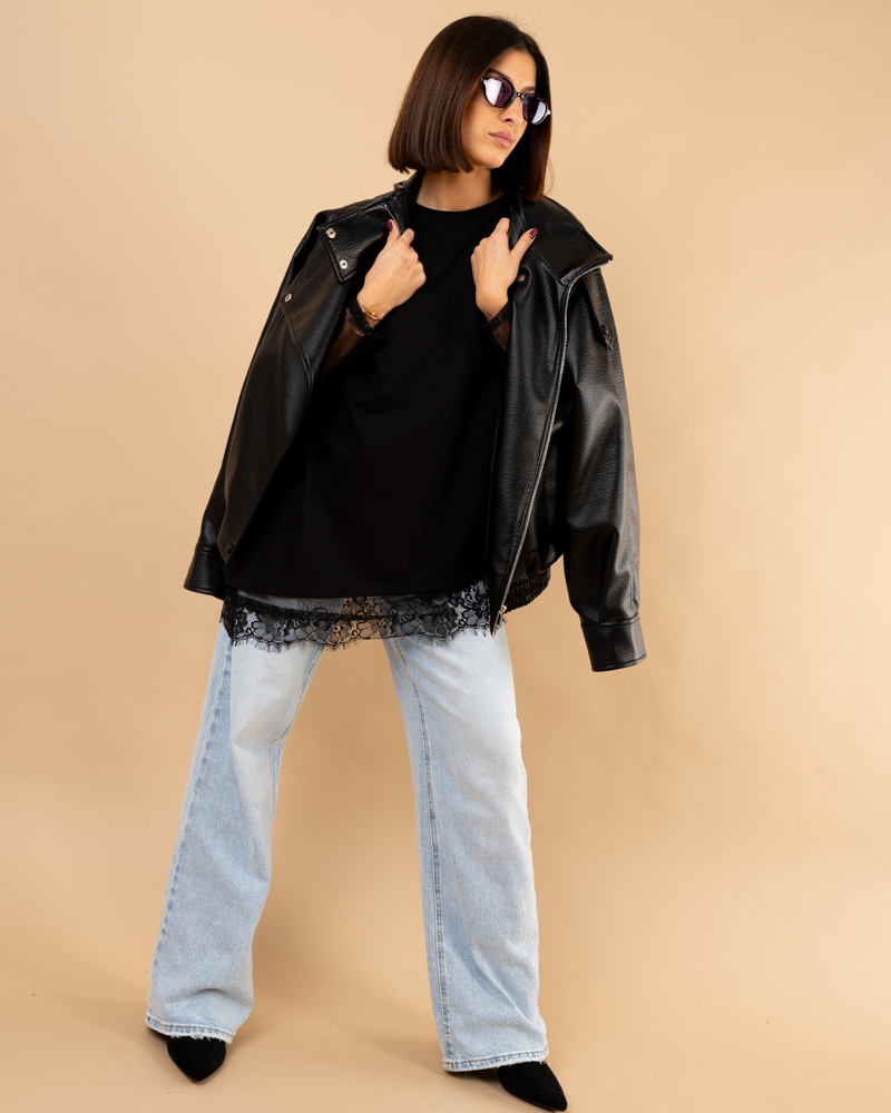 T-Shirt bi matière dentelle