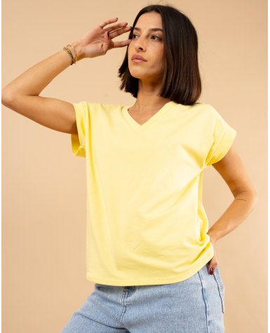 T-shirt col en v