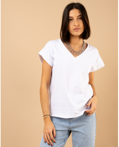 T-shirt col en v
