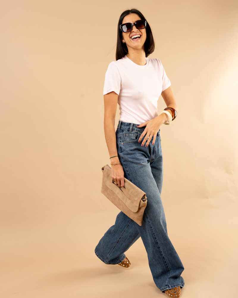 Jean boutons décalés