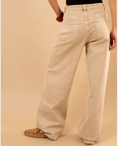Pantalon boutons décalés beige