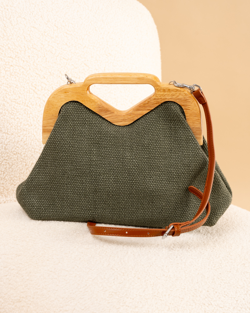 Pochette lin bois