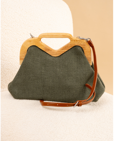 Pochette lin bois