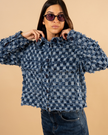 Veste jean carreaux