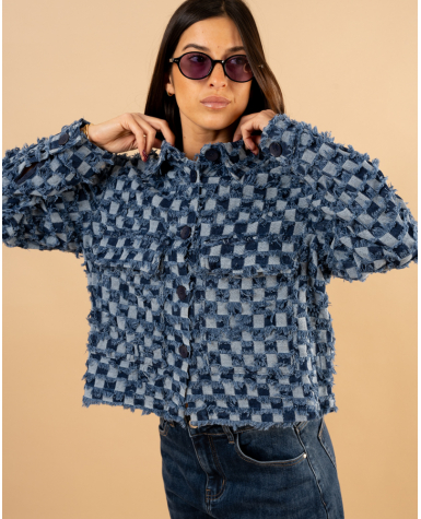 Veste jean carreaux