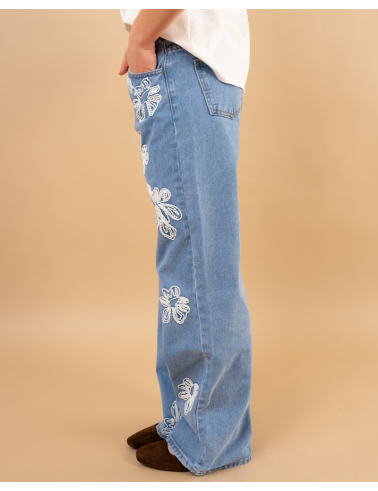 Jean fleurs brodées