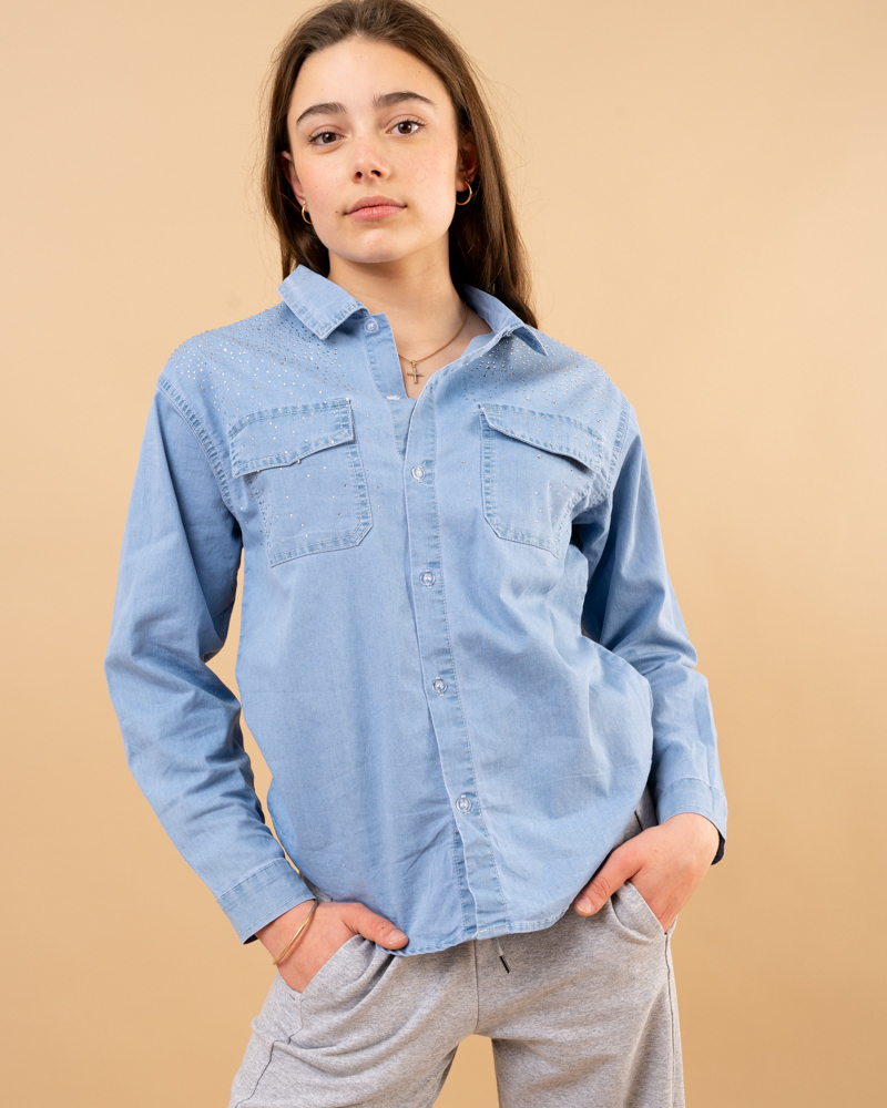 Chemise jean strass