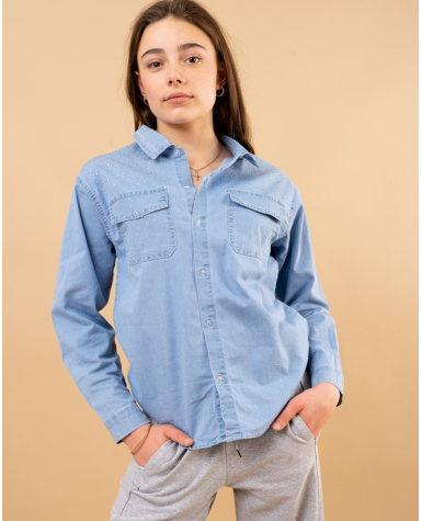 Chemise jean strass