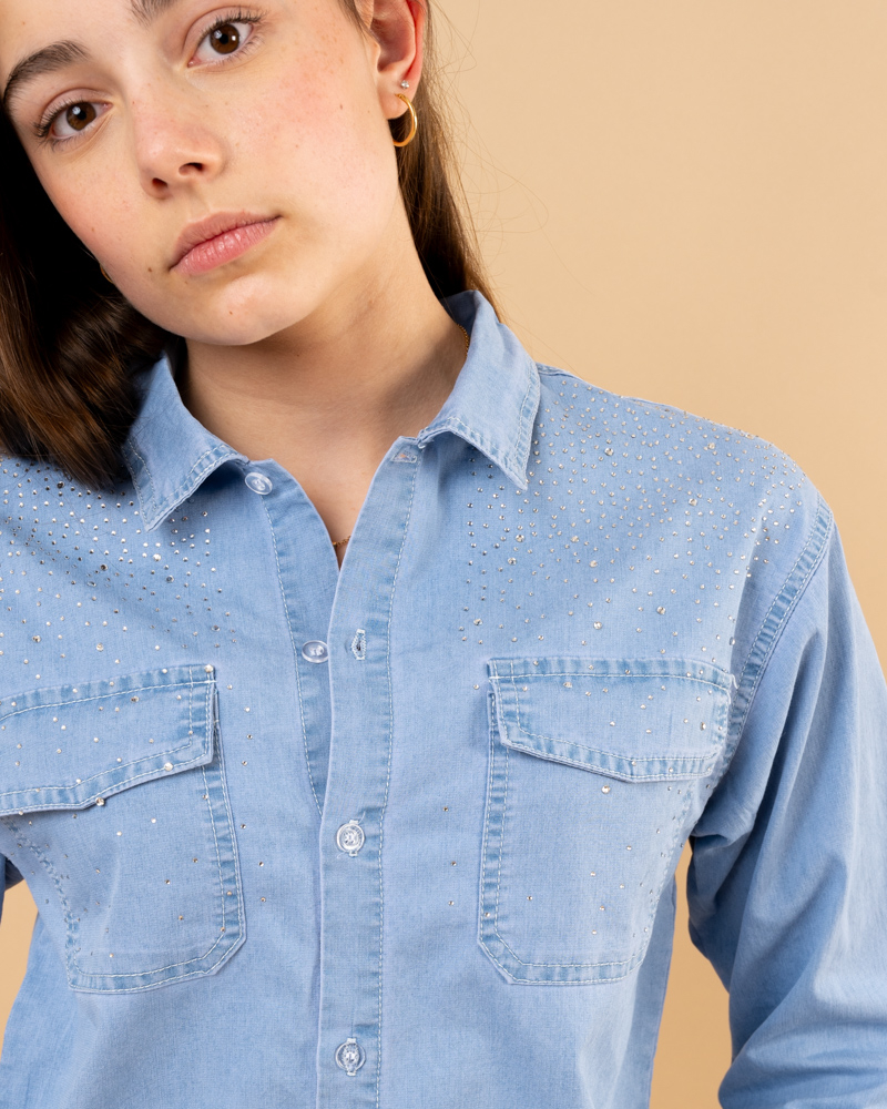 Chemise jean strass