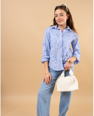 Chemise rayée fleurs