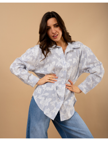 Chemise fleurs brodées