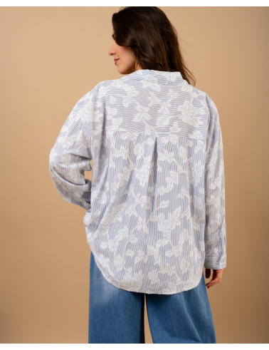 Chemise fleurs brodées