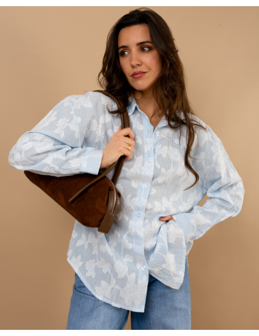 Chemise fleurs brodées