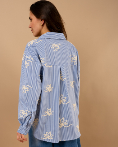 Chemise rayée fleurs