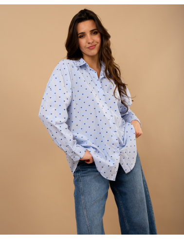 Chemise coeurs brodés