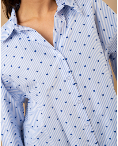 Chemise coeurs brodés